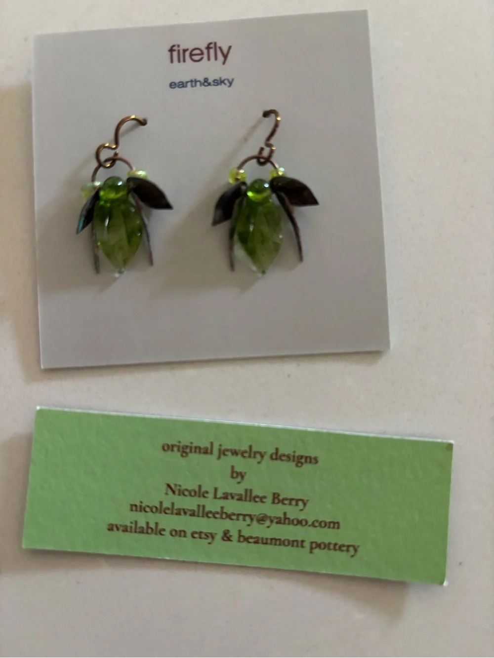 Firefly Earth & Sky Green Leaf Drop Earrings
